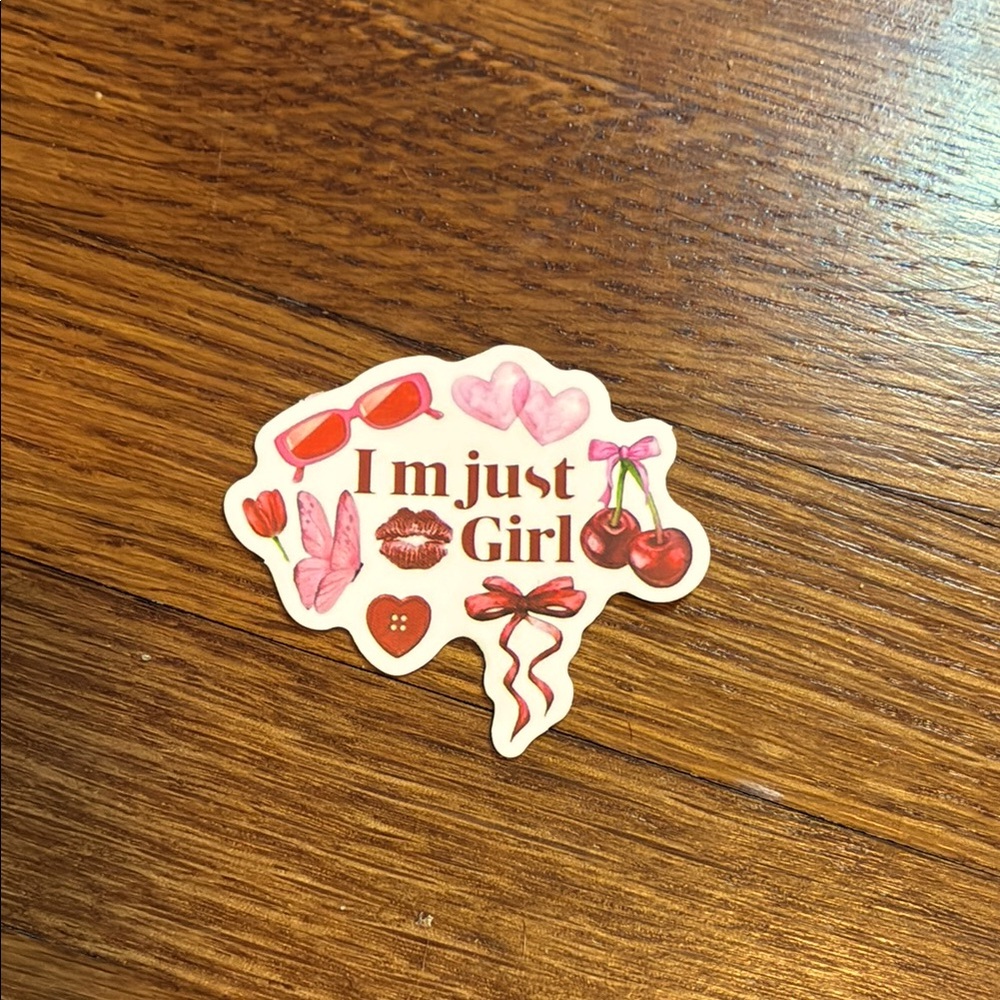 Cute Sticker with Red and Pink Accents